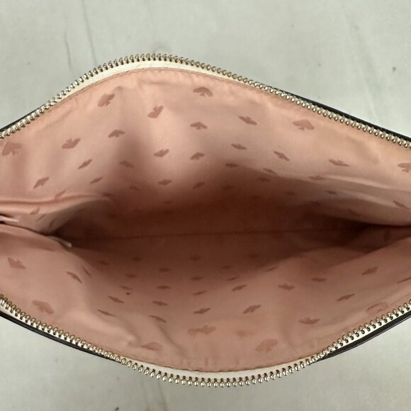 Kate Spade Straw Clutch With Strawberry Embroidery & Zip Closure - Picture 6 of 10